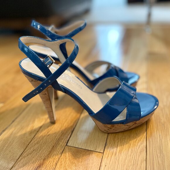 Franco Sarto Blue Patent Leather Platform Heels Sz 7 - Picture 7 of 8
